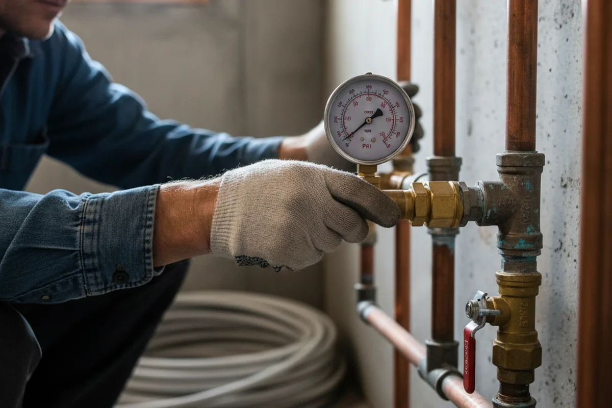 Pressure testing a repaired line during Water Line Repair in Moss Point
